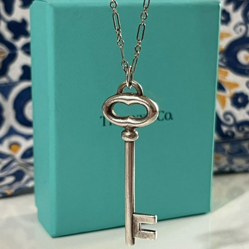 Rare Retired Tiffany and Co Large Oval Key Pendant | 925 Silver 2"